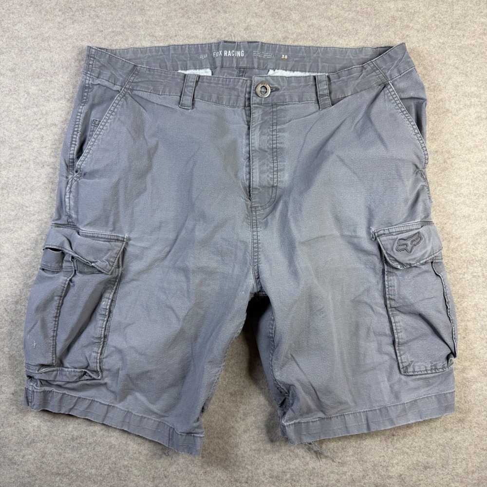 Fox Racing Mens Gray Ripstop Cargo Shorts Size 38 Moto Casual Utility Pockets